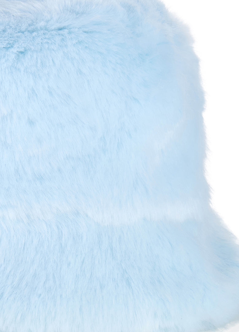 Good Fluff Faux Fur Fluffy Bucket Hat - Sky Blue