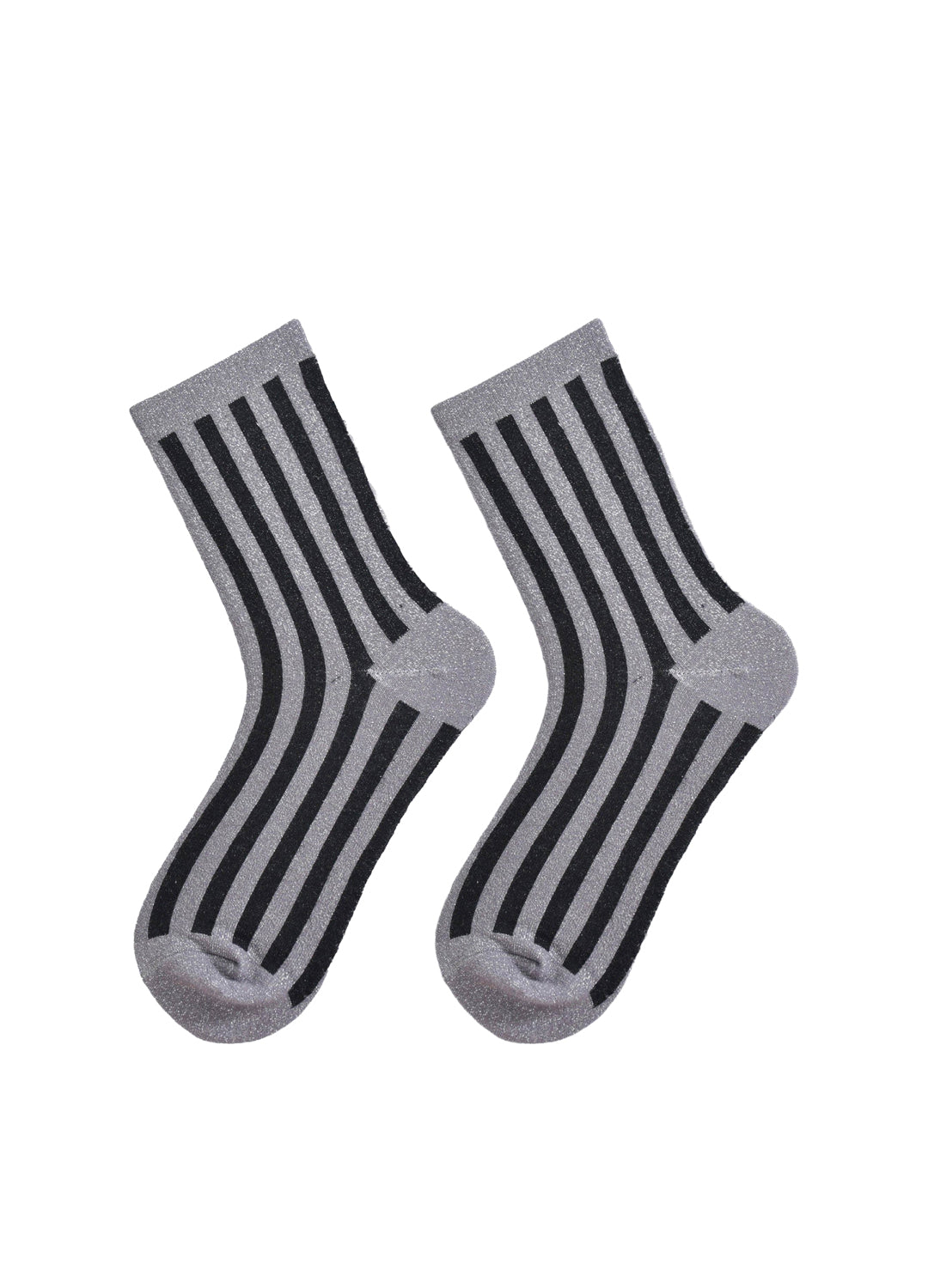 Sparkly Grey Black Vertical Stripe Glitter Socks