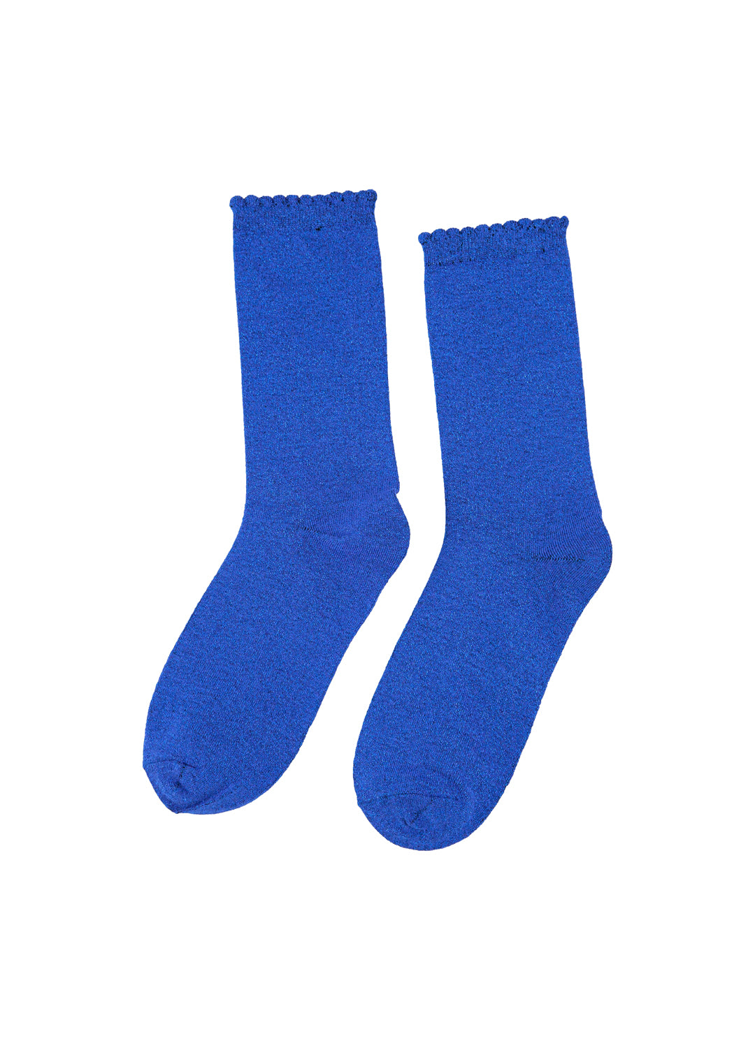 Electric Cobalt Blue Sparkly Glitter Scallop Hem Socks