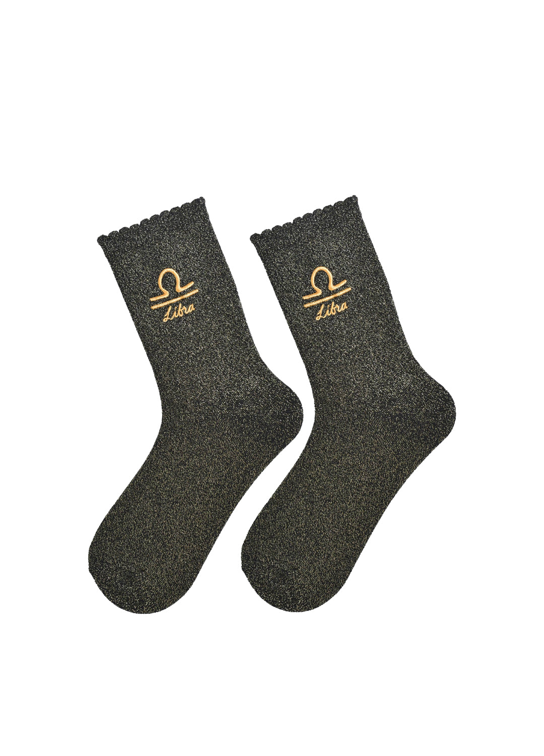 Libra Zodiac Black Gold Glitter Horoscope Socks