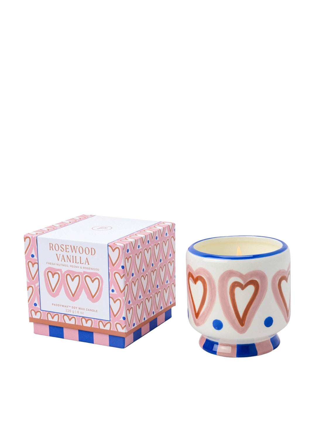 Paddywax A Dopo Hearts Ceramic Soy Wax Candle - Rosewood Vanilla