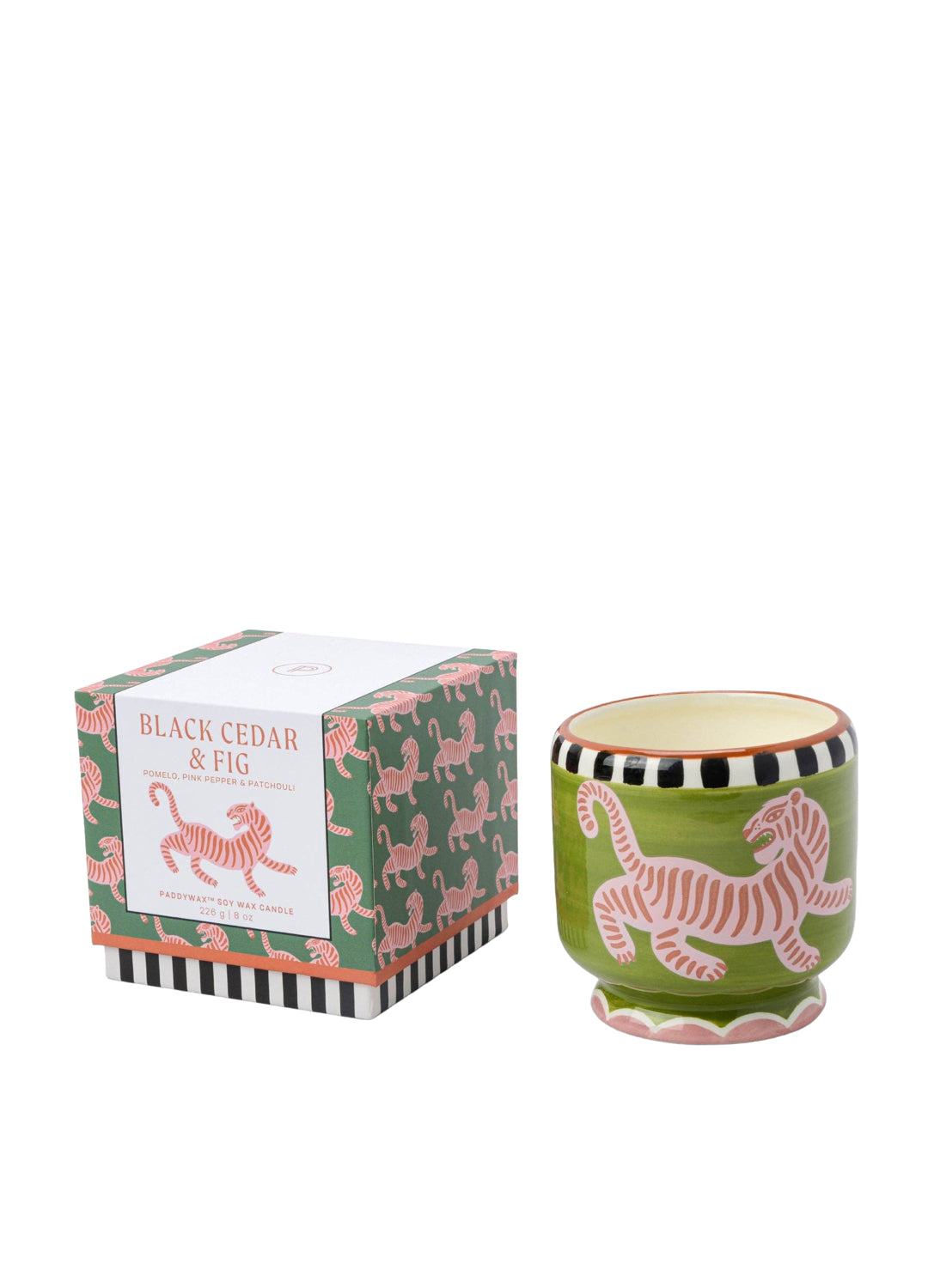 Paddywax A Dopo Tiger Ceramic Soy Wax Candle - Black Cedar & Fig