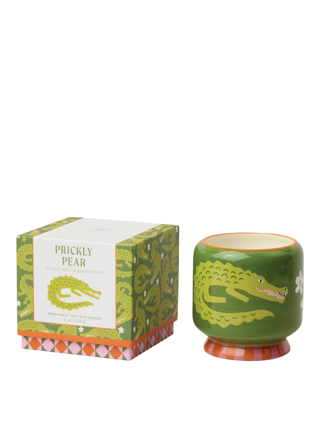 Paddywax Crocodile Ceramic Soy Wax Candle - Prickly Pear