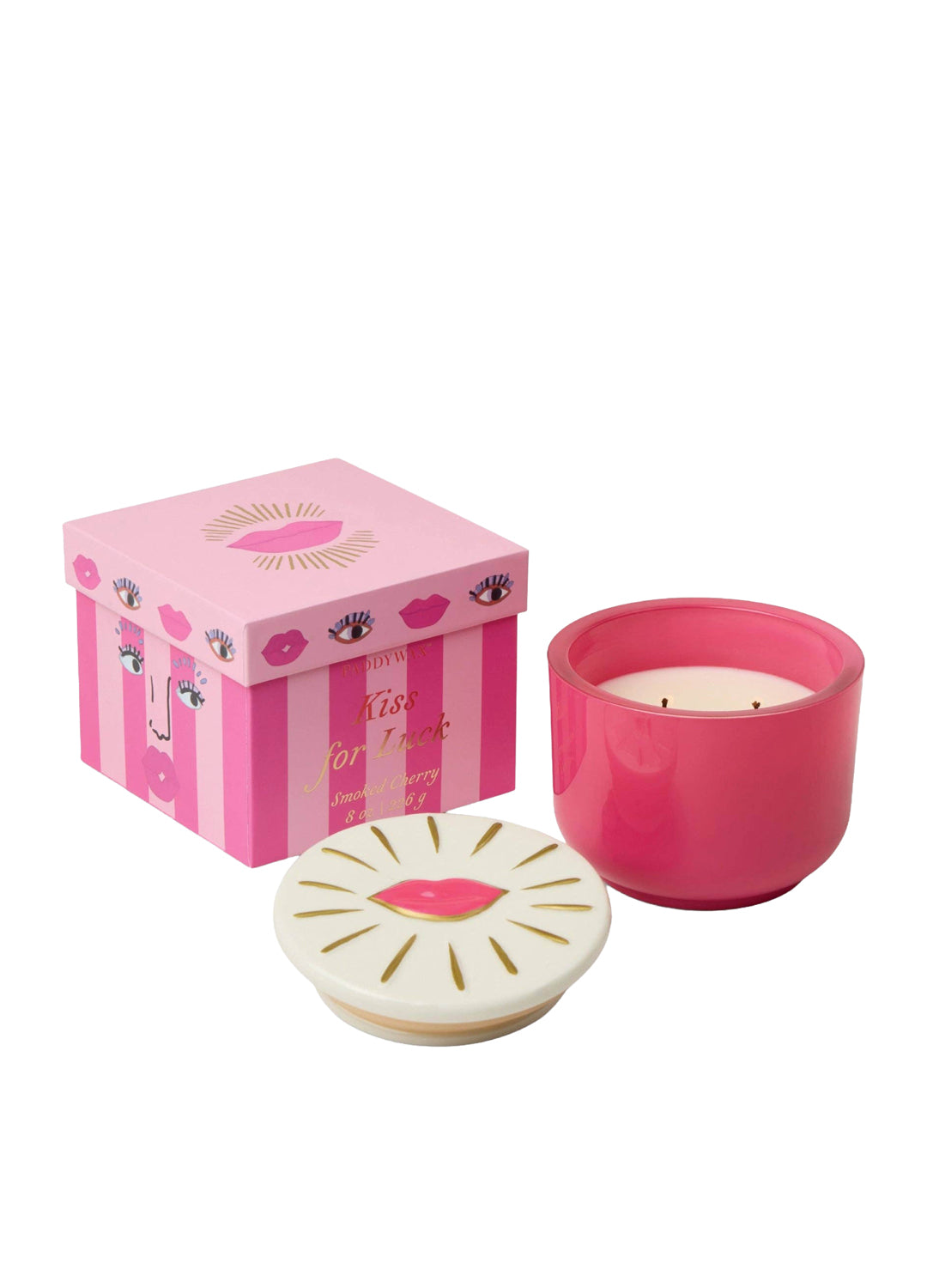 Paddywax Charmed Smoked Cherry Glass Lips Soy Wax Candle