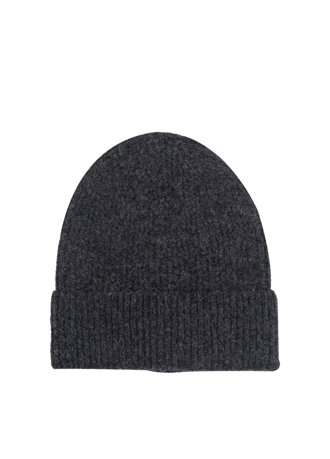 Wool Blend Beanie Hat - Dark Grey