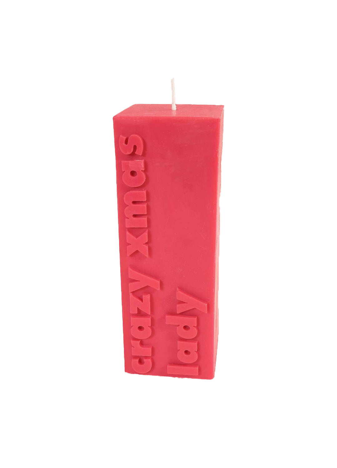 'Crazy Xmas Lady' Christmas Slogan Block Pillar Candle