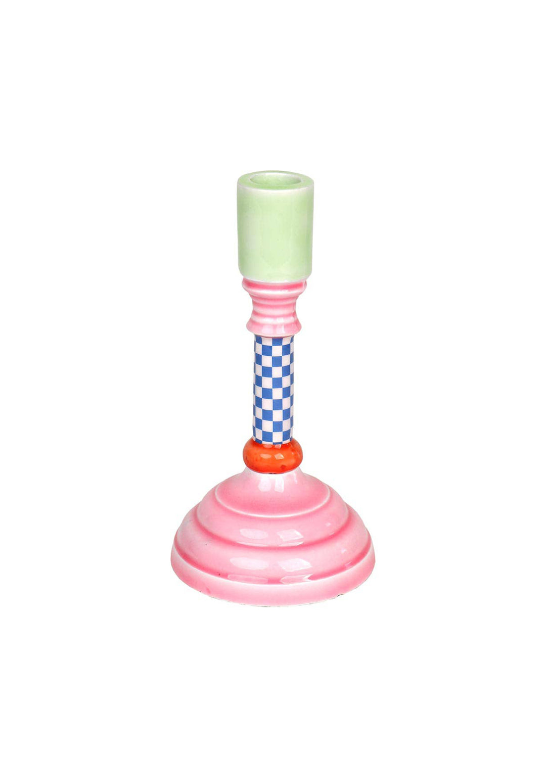 Enamel Candle Holder - Pink Base
