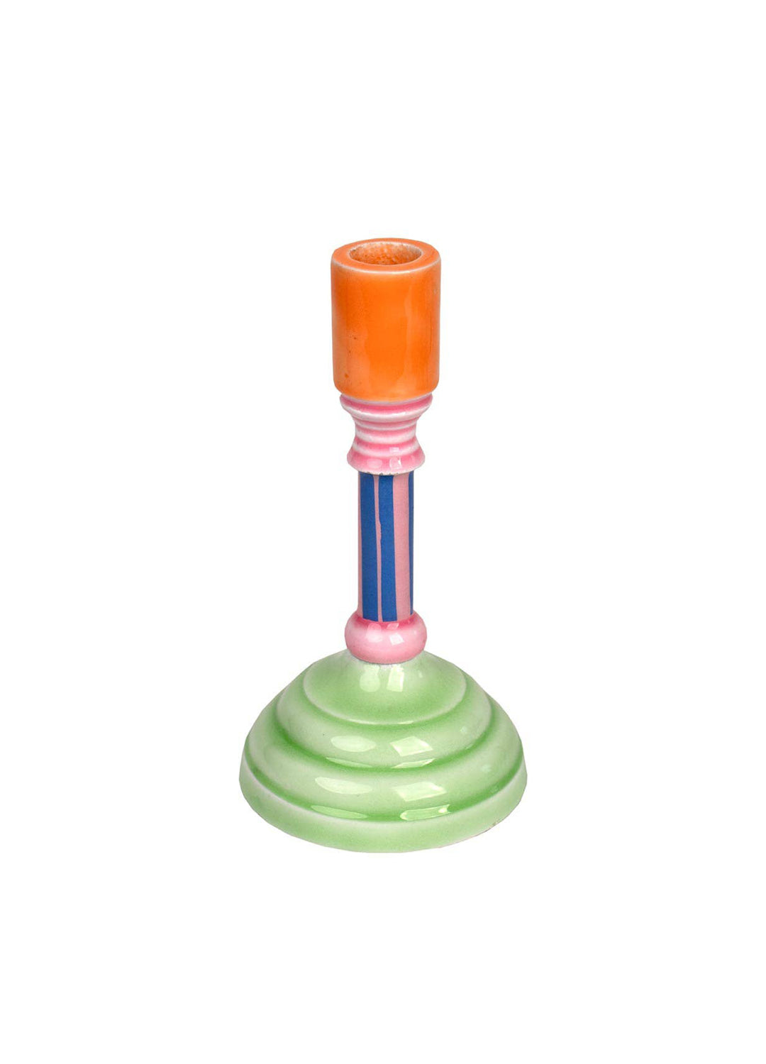 Enamel Candle Holder - Green Base