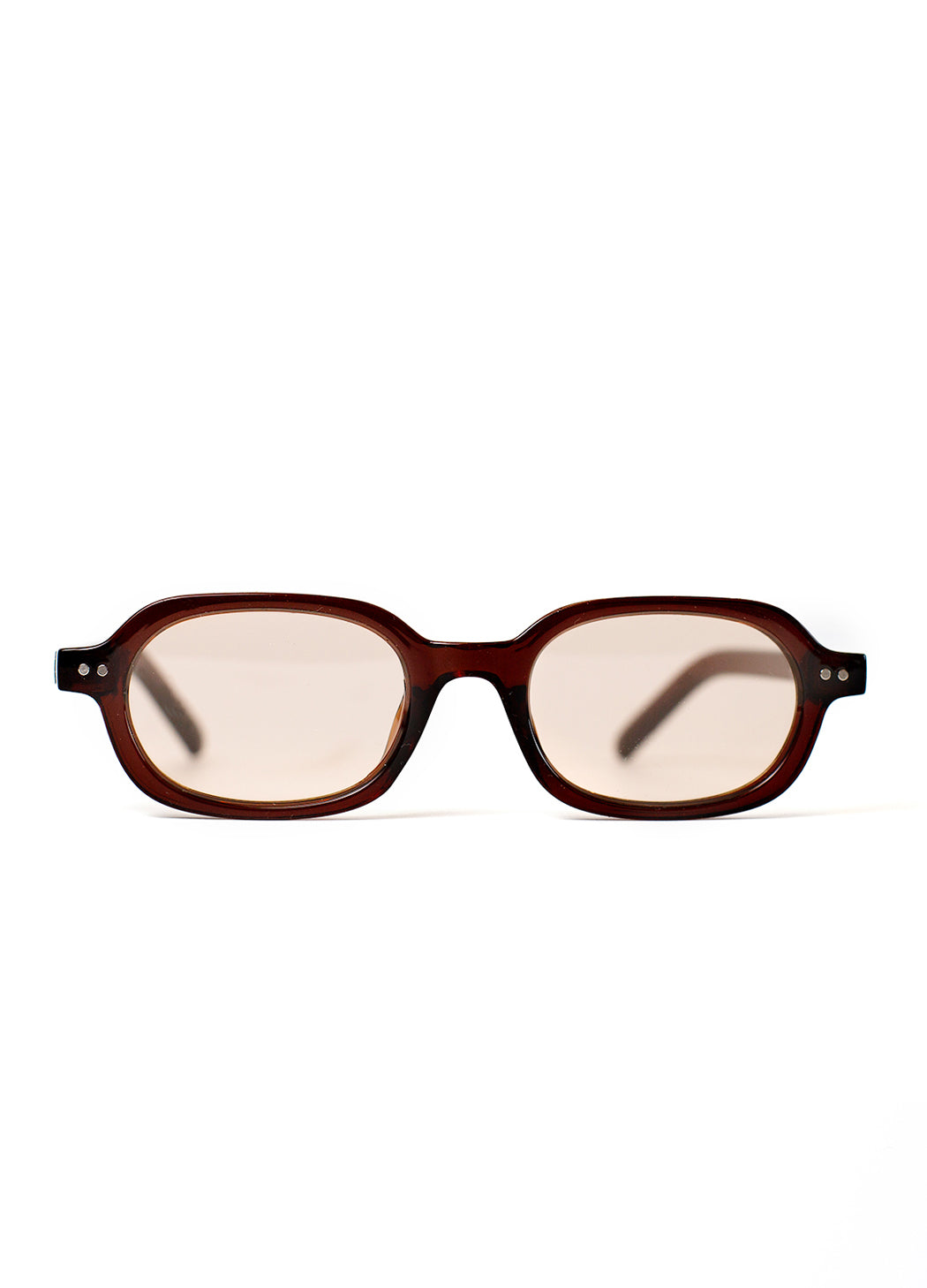 Brown eyeglasses on a white background