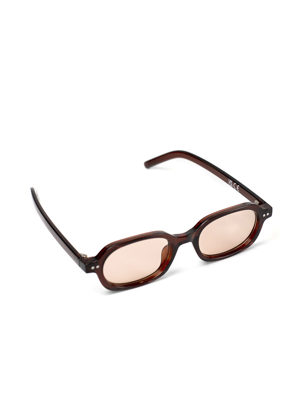 Sunglasses with brown frame and lenses on a white background