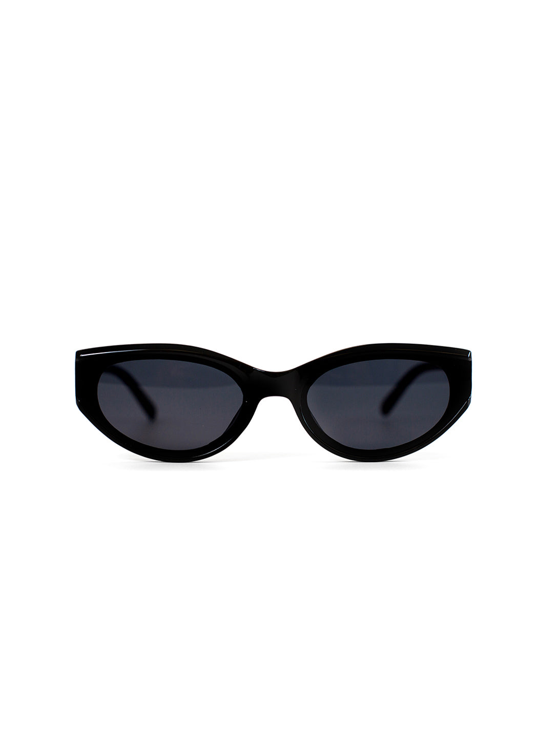 Black cat-eye sunglasses on a white background
