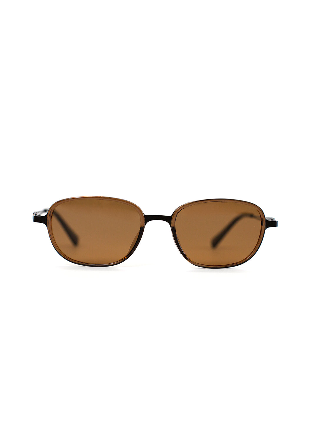 Sunglasses with brown lenses and brown frame on a white background