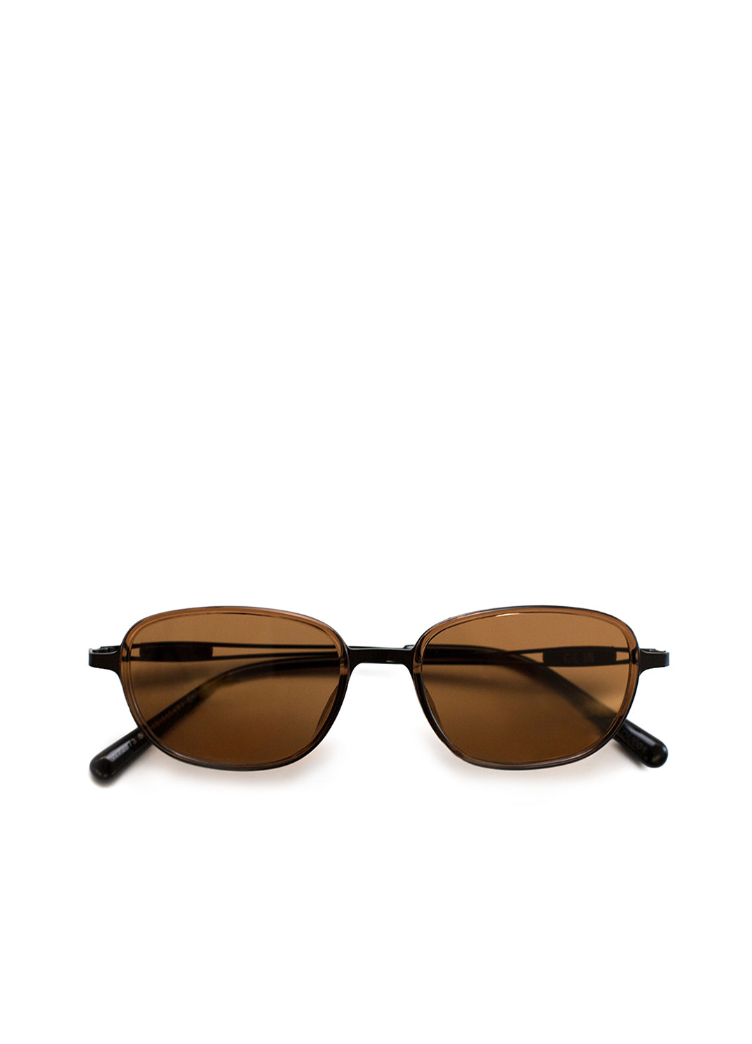 Sunglasses with brown lenses and brown frames on a white background