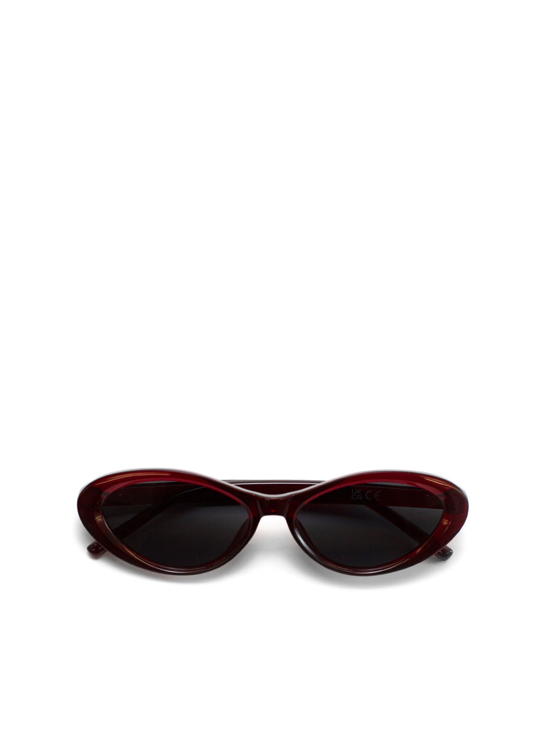 Dark red sunglasses on a white background