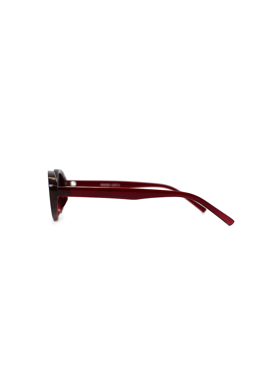 Red framed sunglasses on a white background