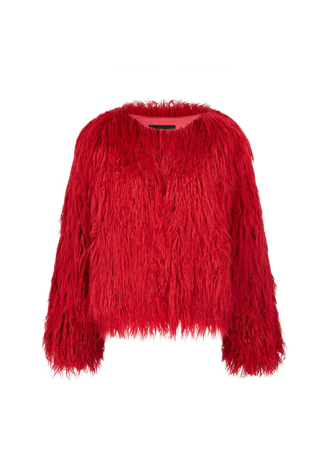 Good Fluff Faux Mongolian Jacket - Cherry Red