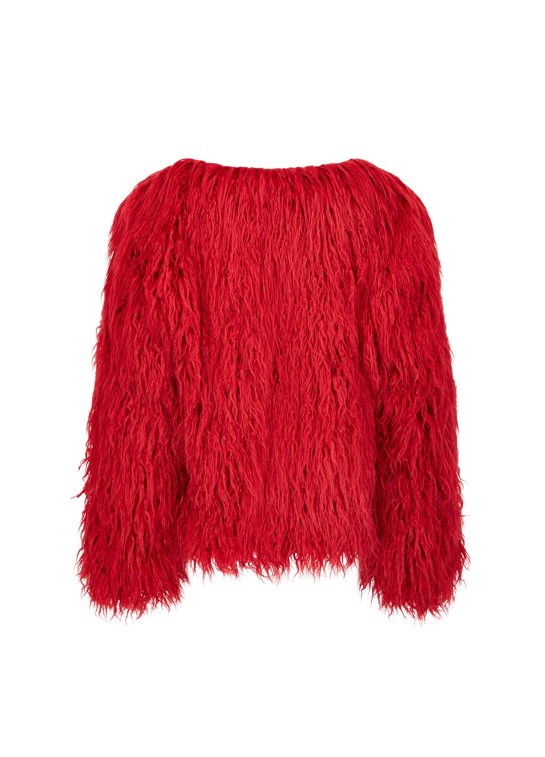 Good Fluff Faux Mongolian Jacket - Cherry Red