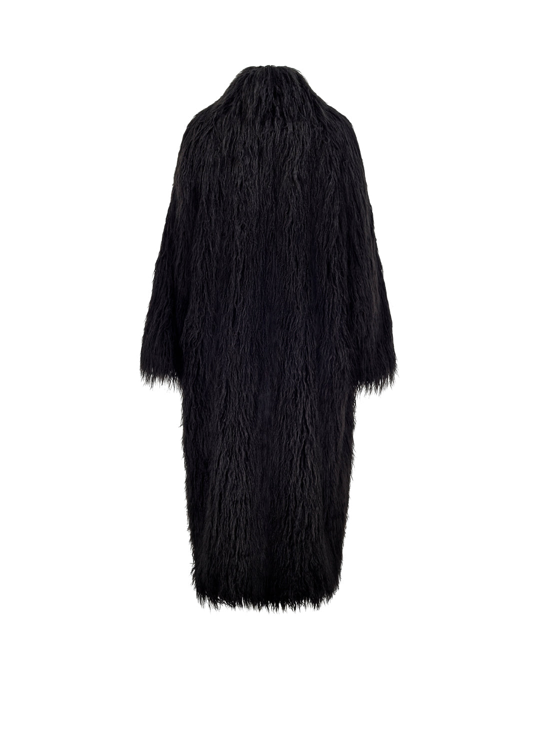 Good Fluff Oversized Faux Fur Mongolian Maxi Coat - Black