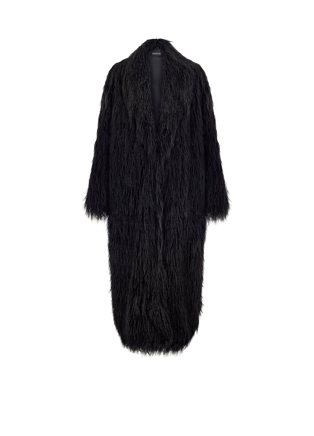 Good Fluff Oversized Faux Fur Mongolian Maxi Coat - Black