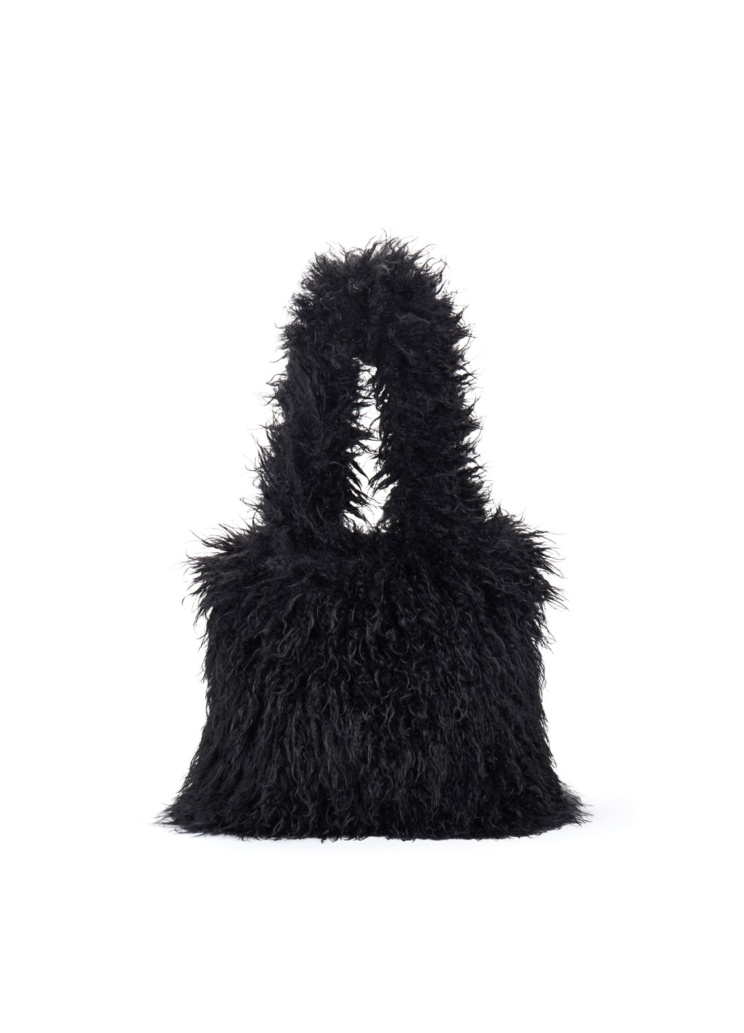 Black fluffy bag on a white background