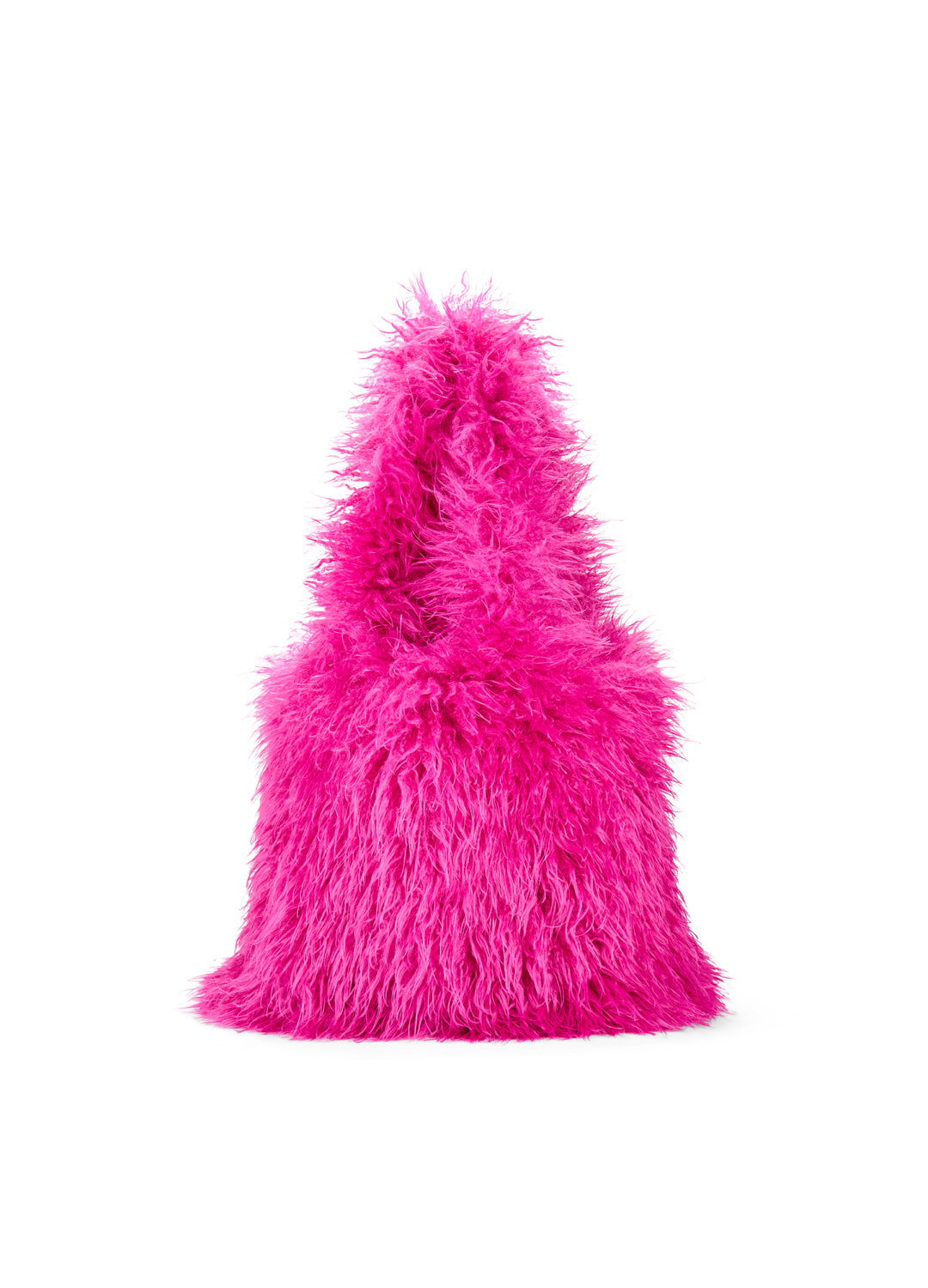 Hot pink fluffy bag on a white background