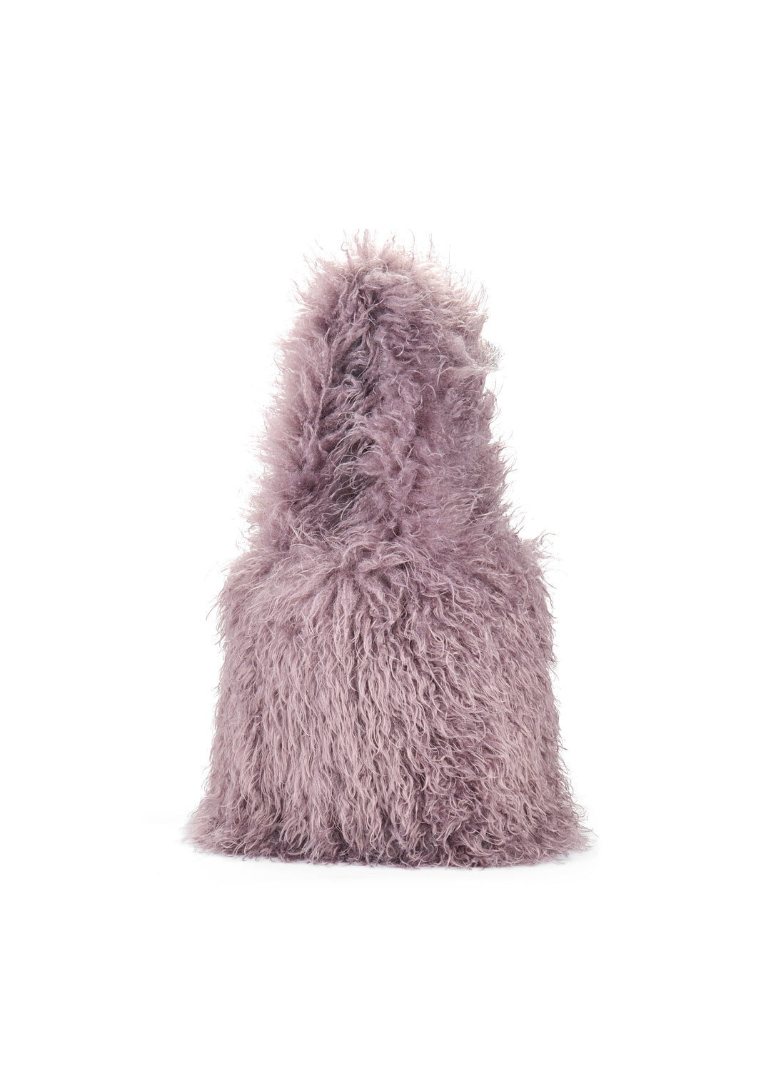 grey fluffy shopper bag on a white background