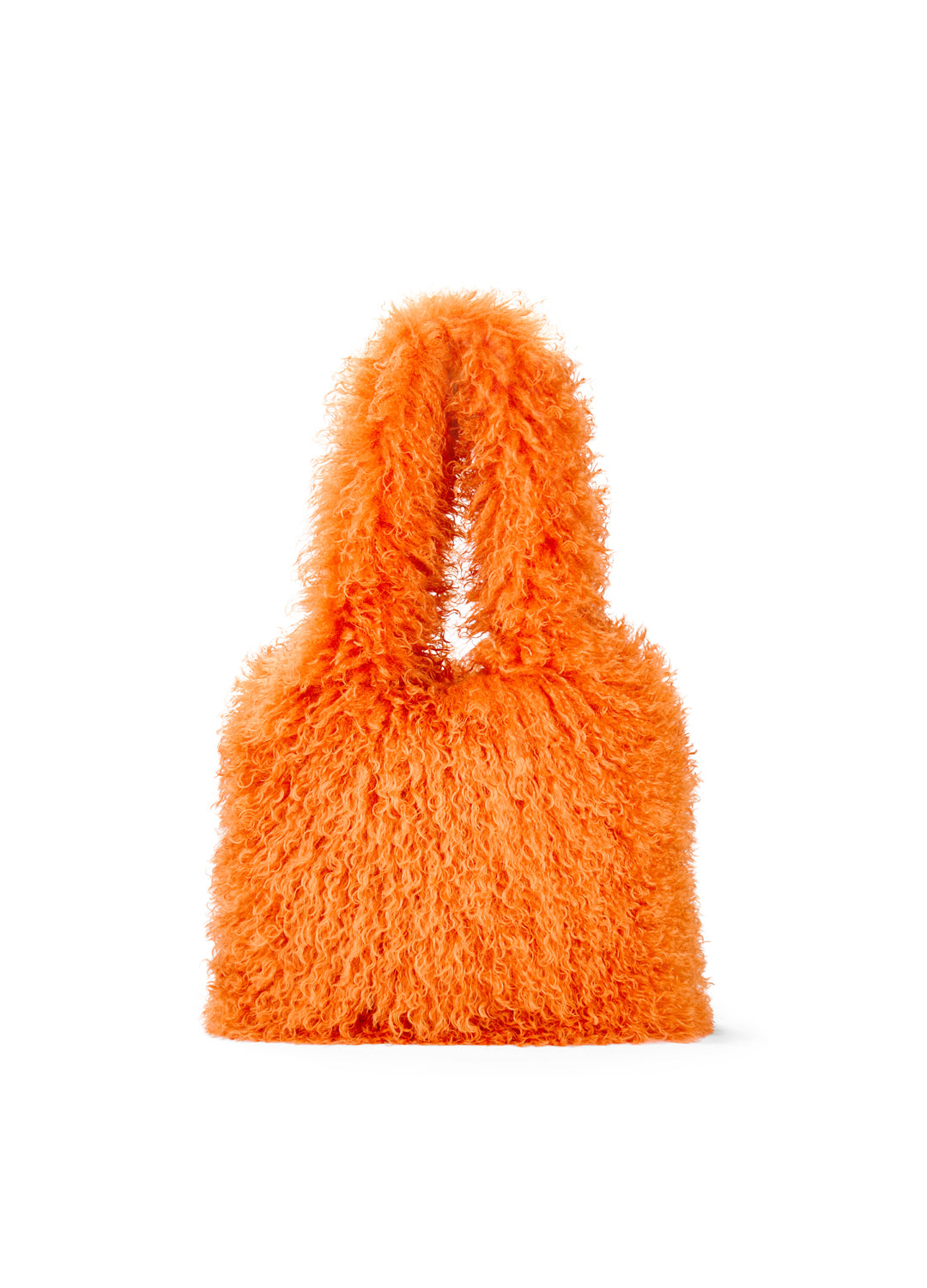 Orange fluffy large bag on a white background