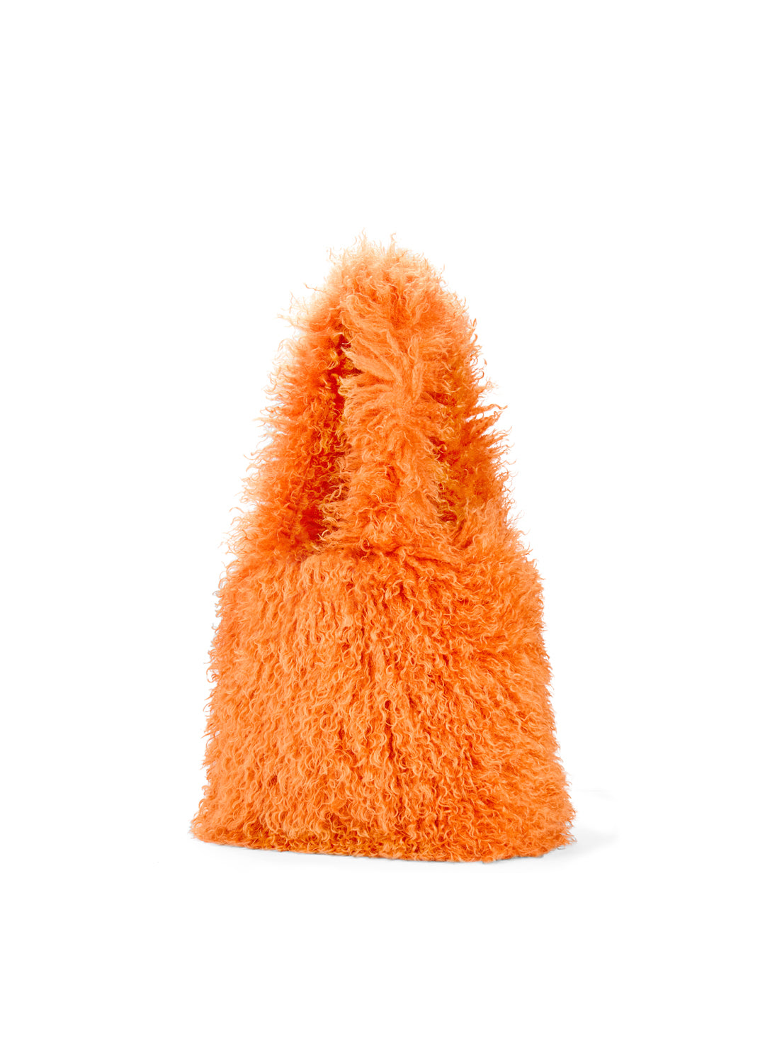 Orange fluffy bag on a white background
