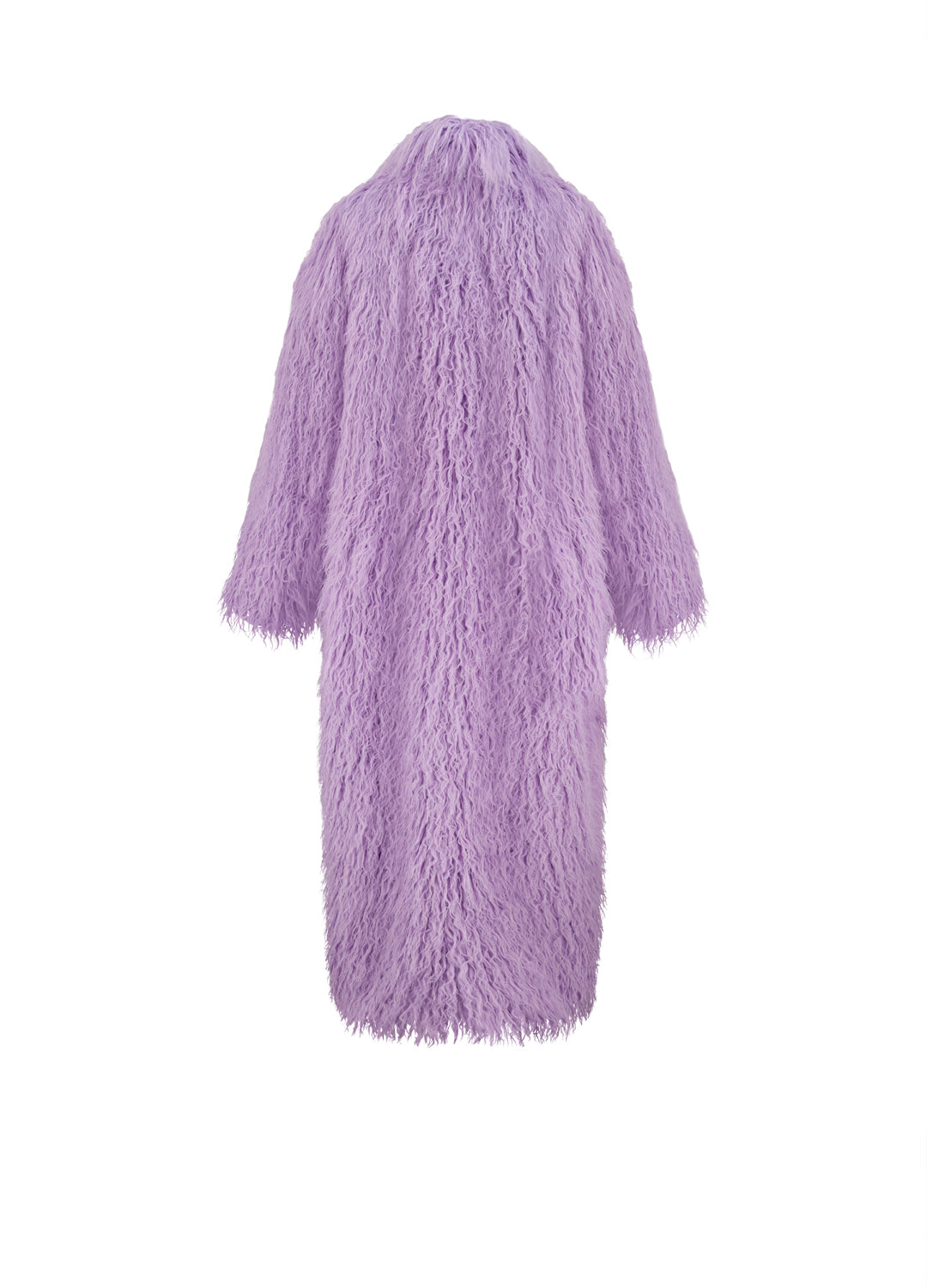 Purple fluffy coat on a white background