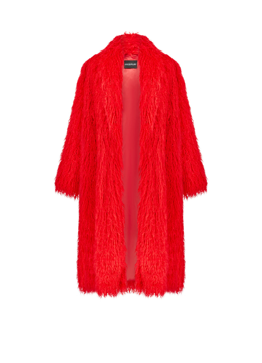 Red fluffy coat on a white background