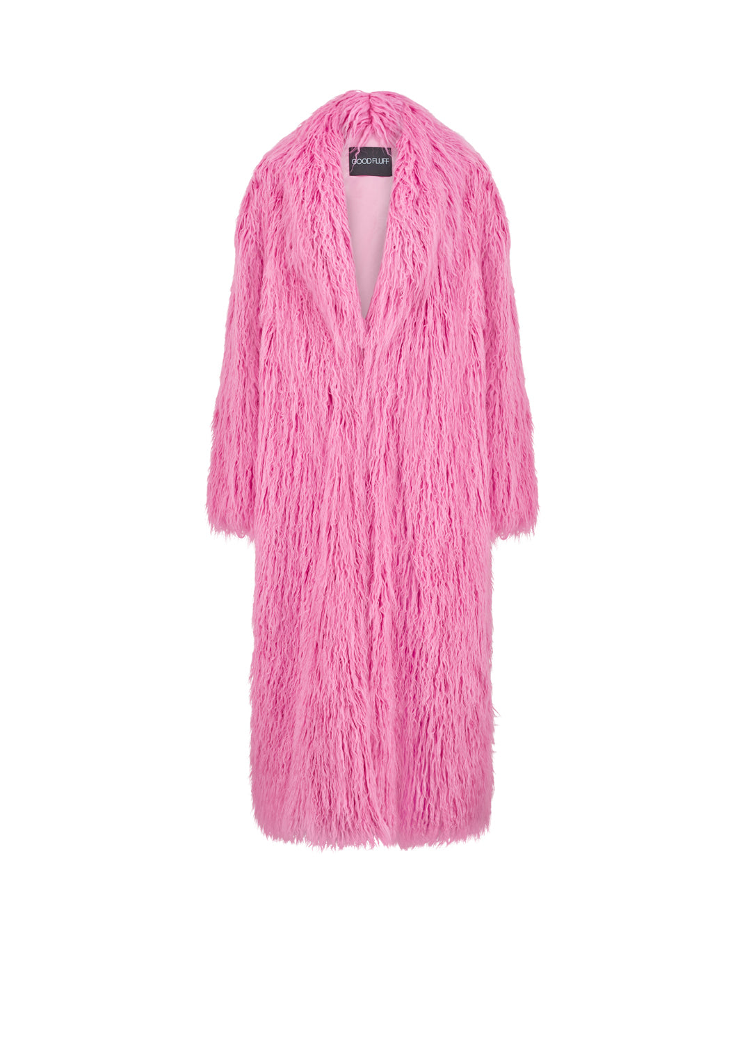 Pink shaggy coat on a white background
