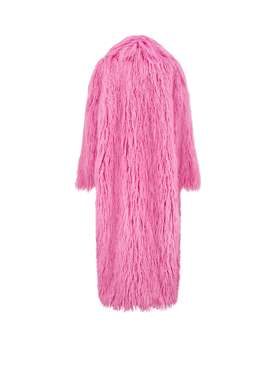 Pink shaggy coat on a white background