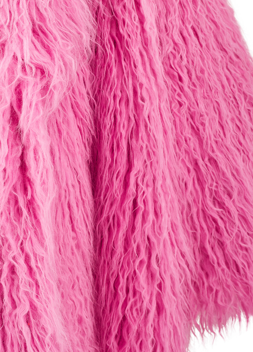 Close-up of pink fluffy fabric texture