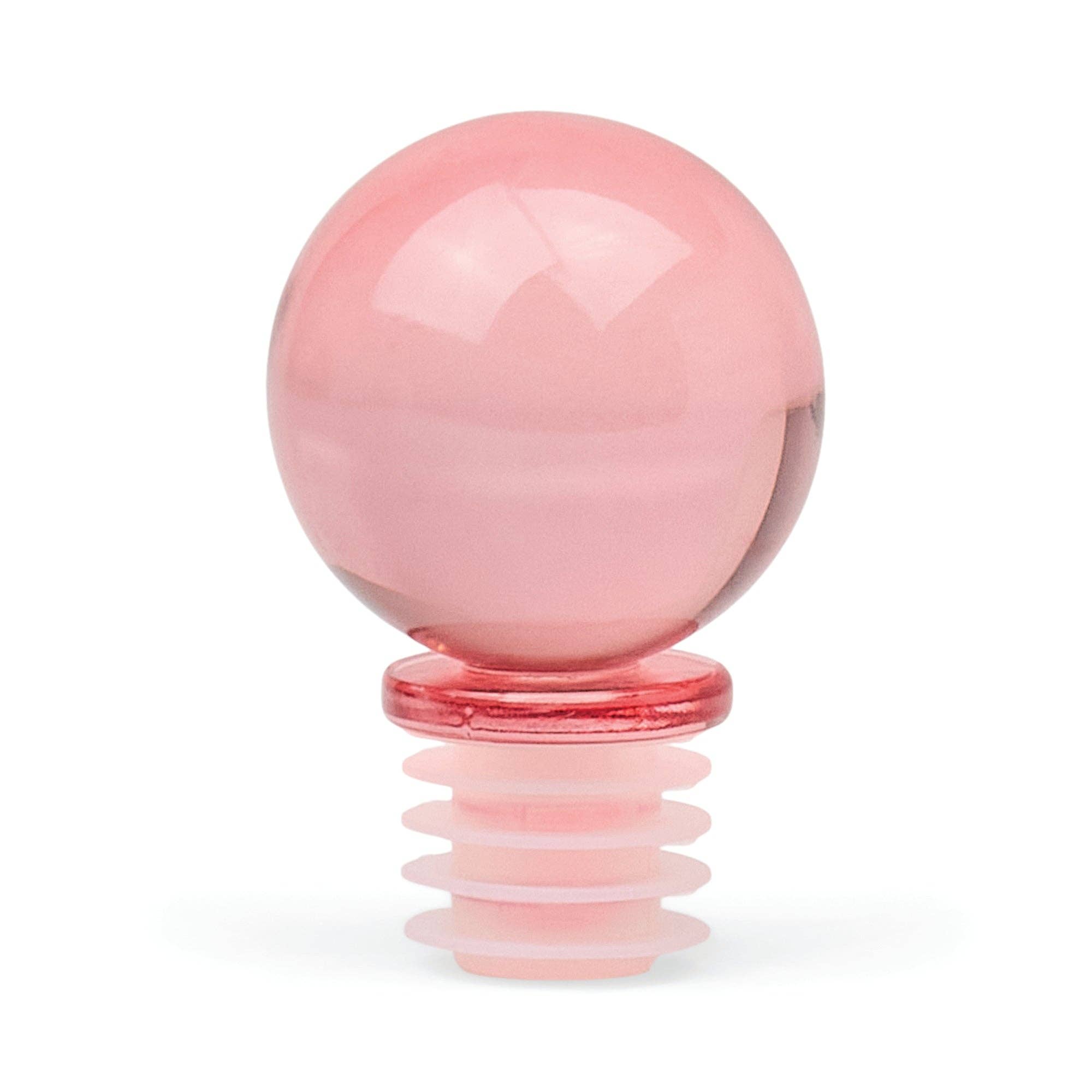 Pink glass bottle stopper on a white background