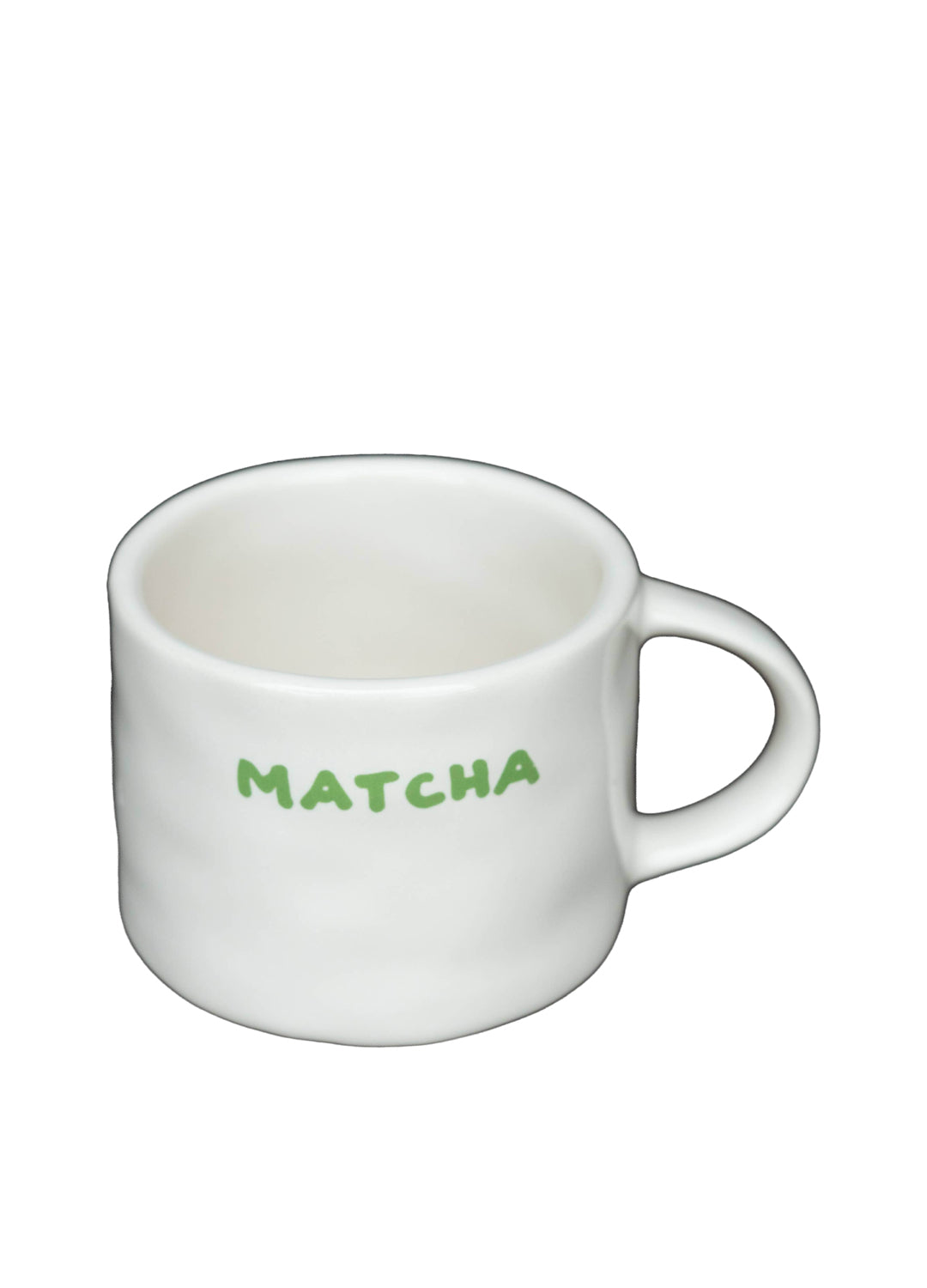 White mug with 'MATCHA' text on a white background