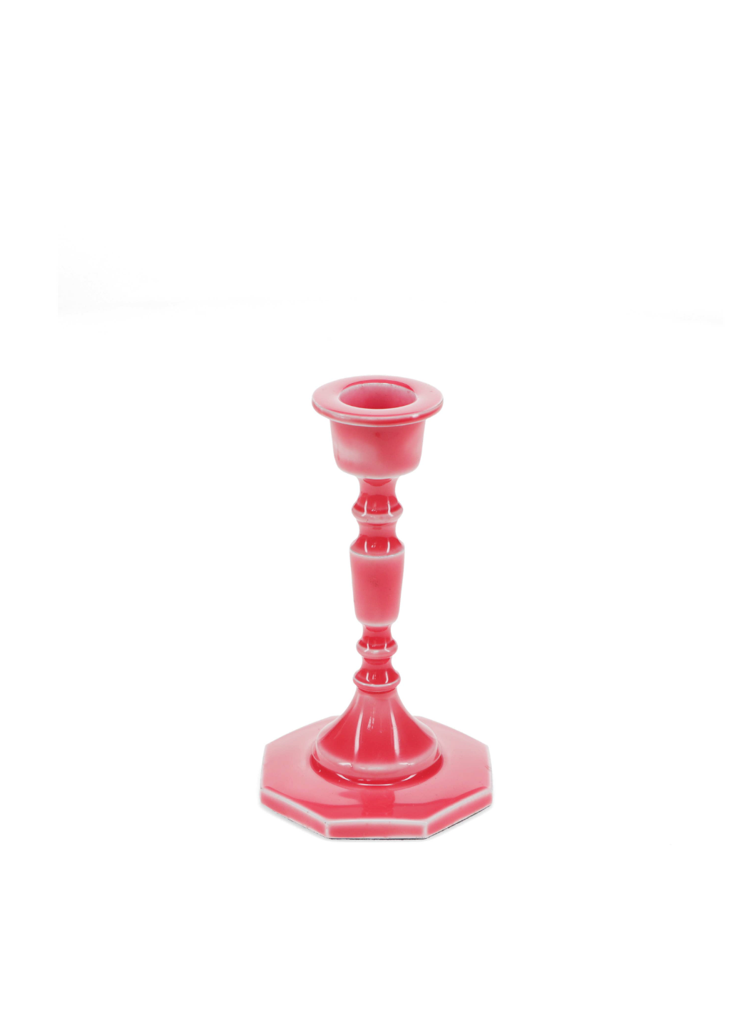 Enamel candlestick (13cm) - Vibrant pink