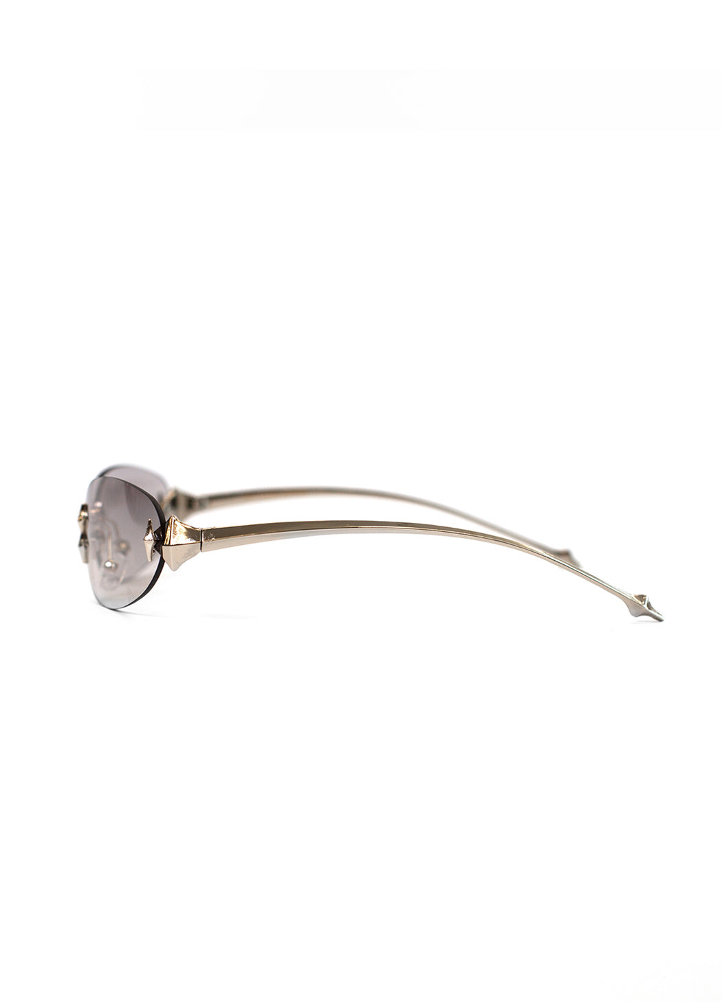 frameless Sunglasses with a reflective lens on a white background