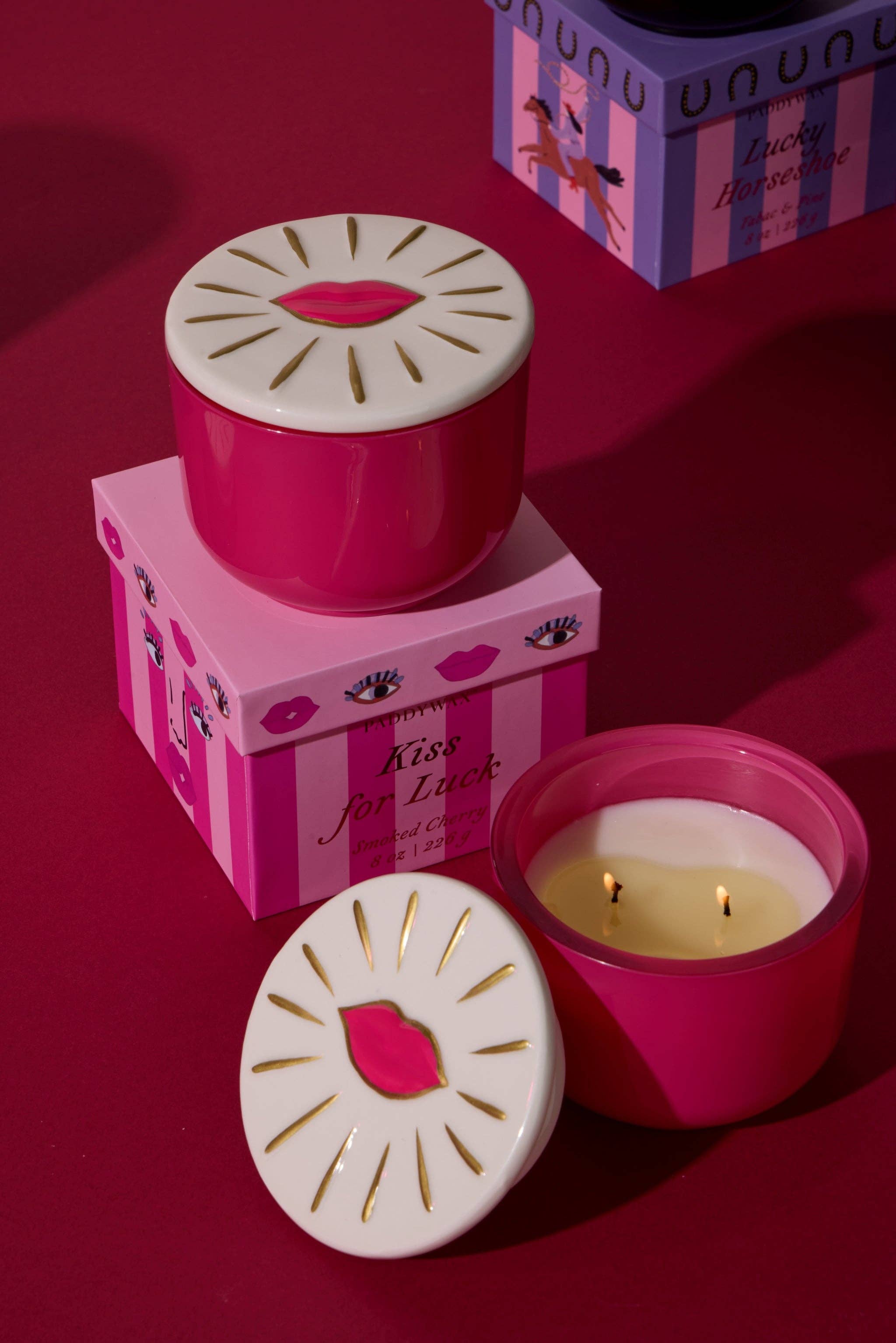 Paddywax Charmed Smoked Cherry Glass Lips Soy Wax Candle