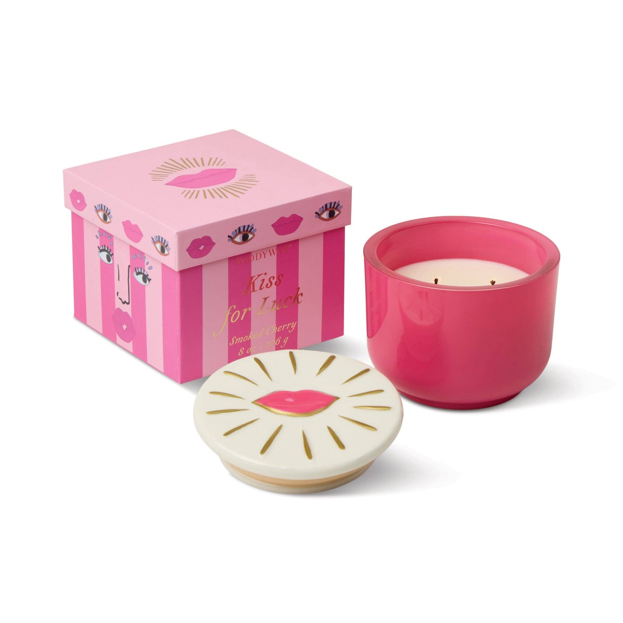 Paddywax Charmed Smoked Cherry Glass Lips Soy Wax Candle