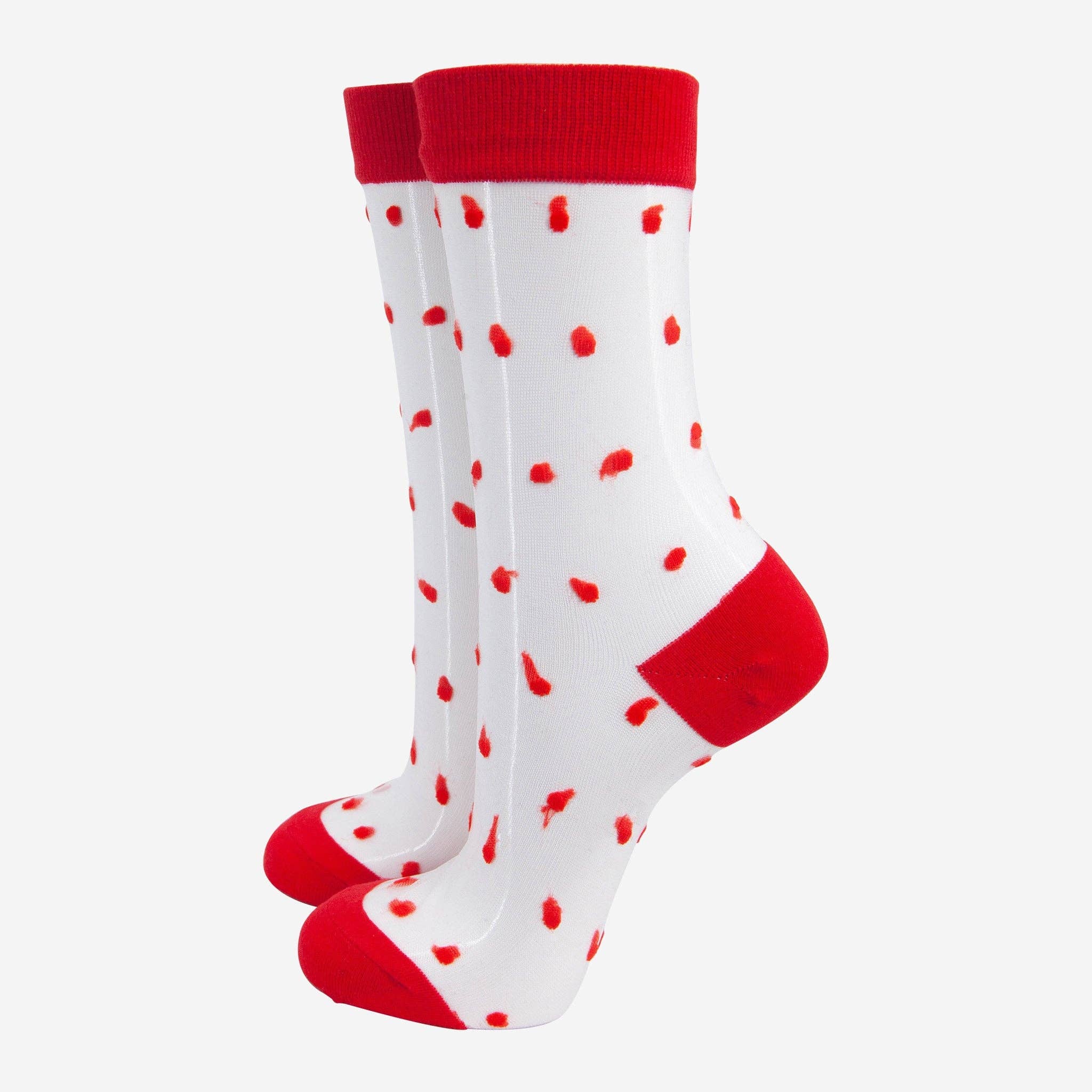 Sheer Red Polka Dot Statement Ankle Socks