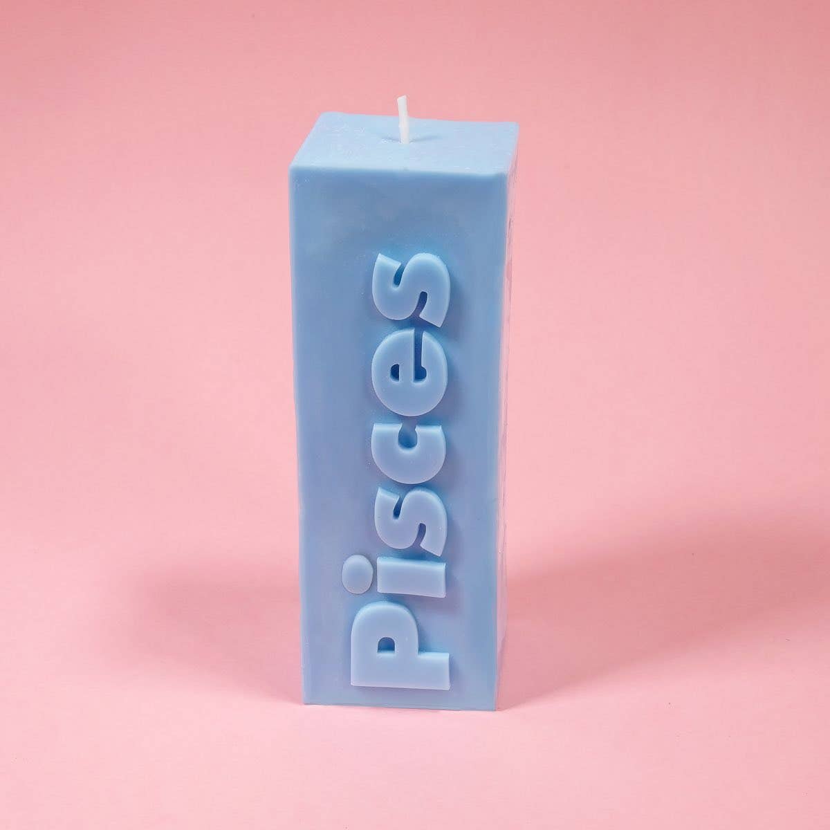 'Pisces' Slogan Zodiac Block Pillar Candle