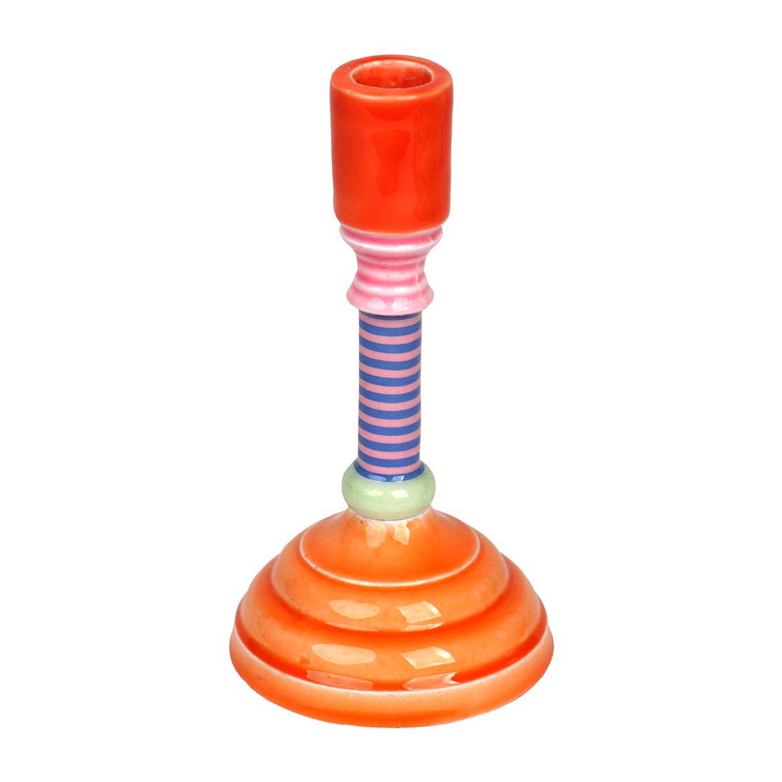 Enamel Candle Holder - Orange Base