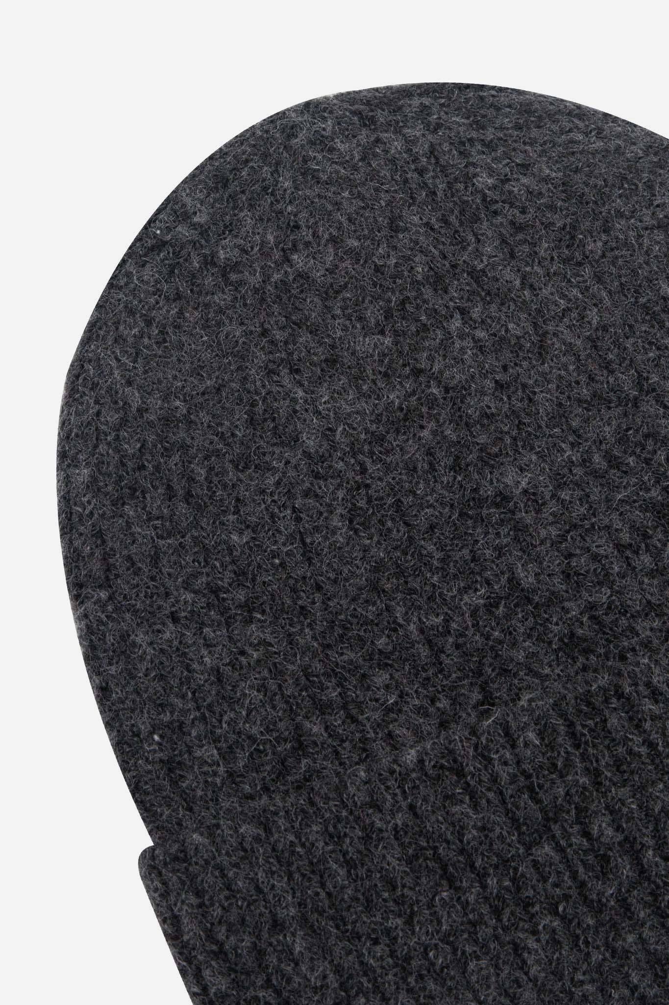 Wool Blend Beanie Hat - Dark Grey