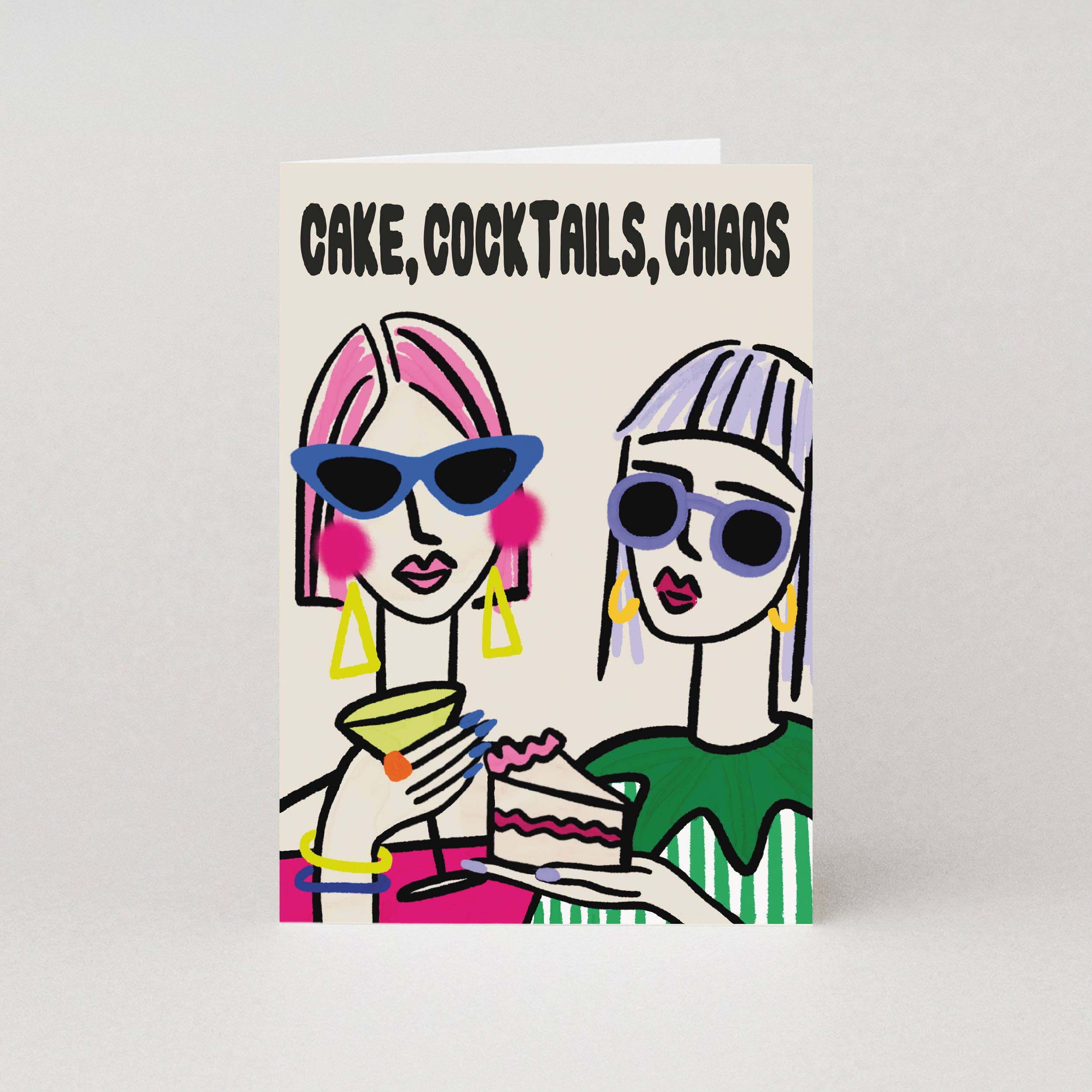 Cake Cocktails Chaos Birthday Card