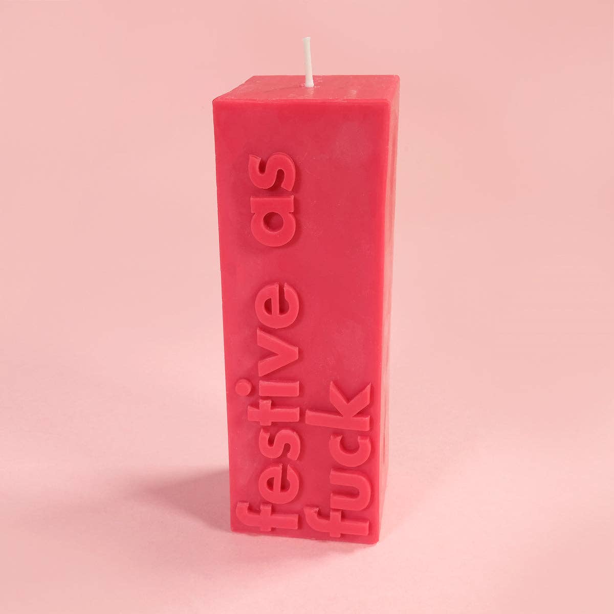'Festive as Fuck' Christmas Slogan Block Pillar Candle