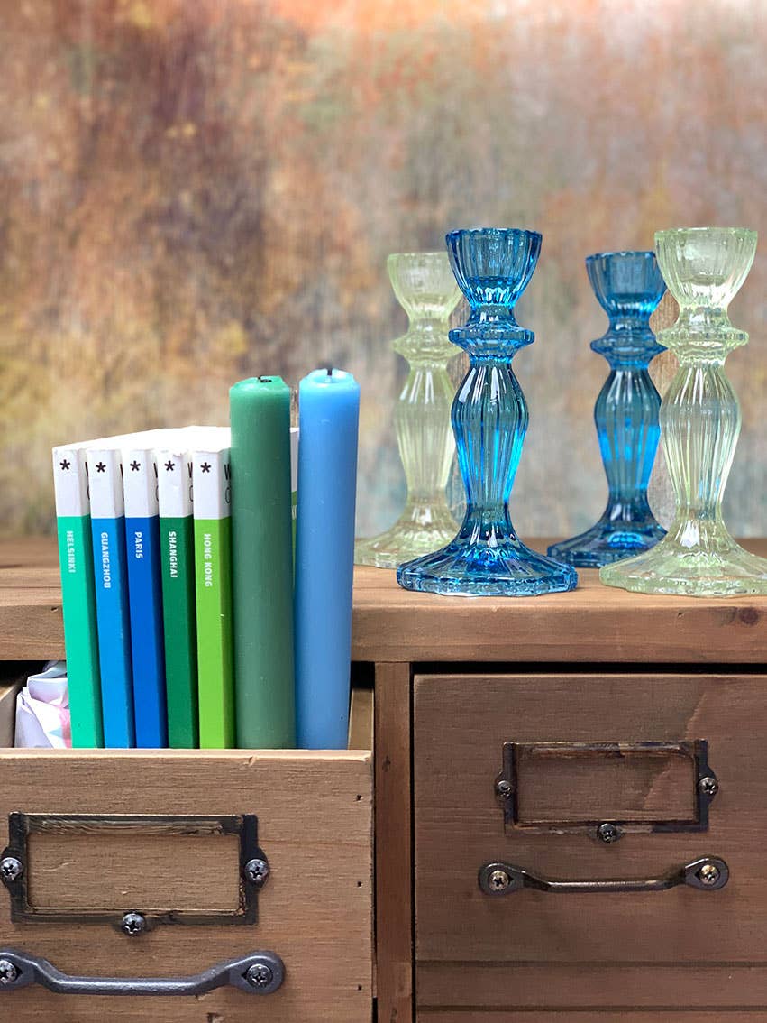 Glass Candle Holder - Blue
