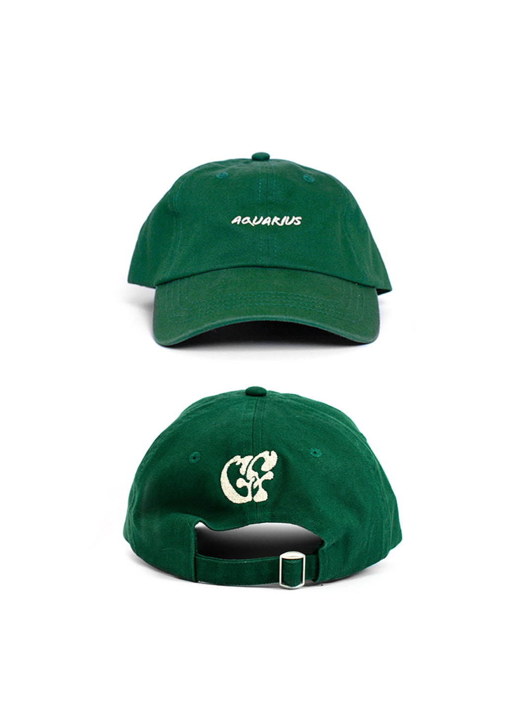 Green cap with 'Aquarius' text on a white background