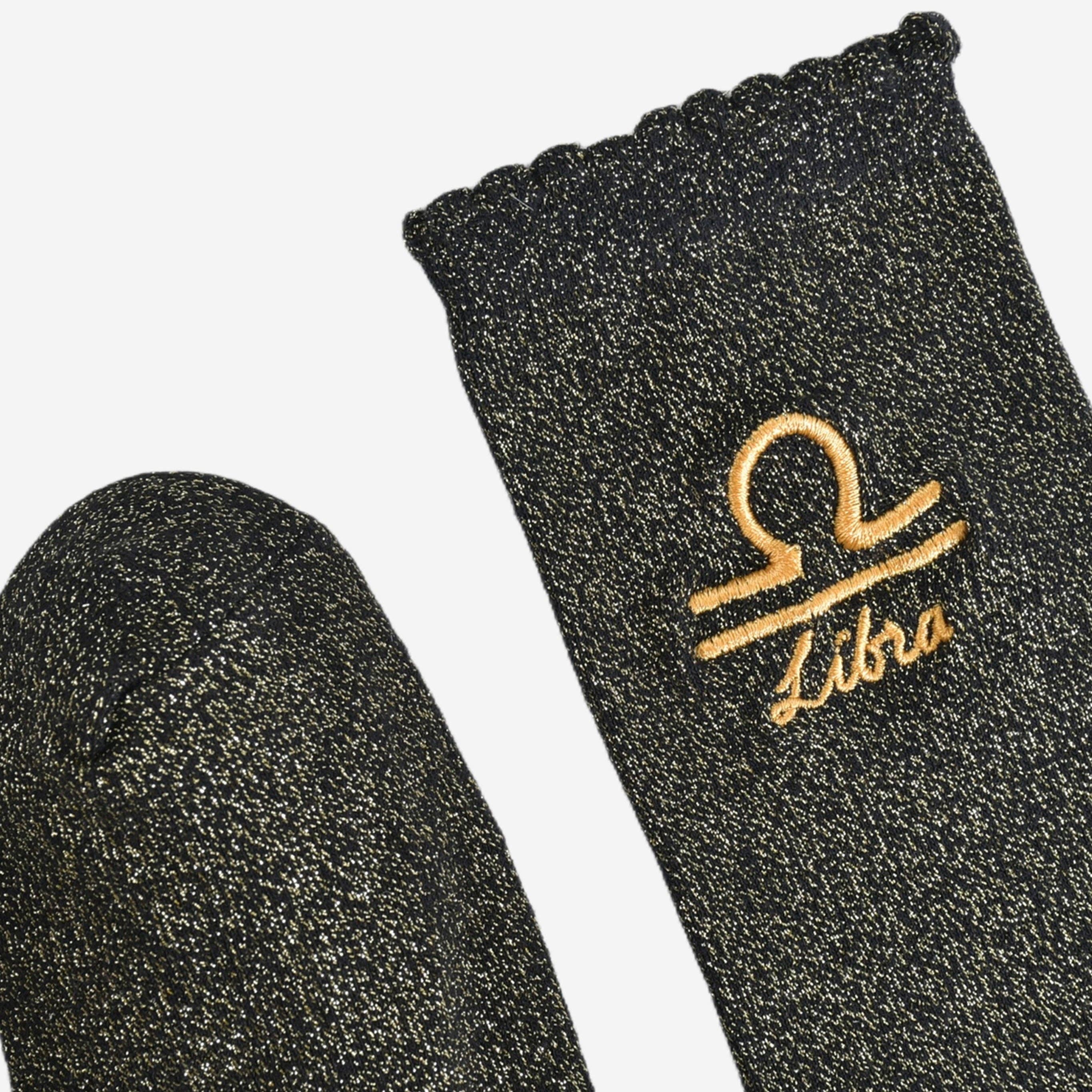 Libra Zodiac Black Gold Glitter Horoscope Socks