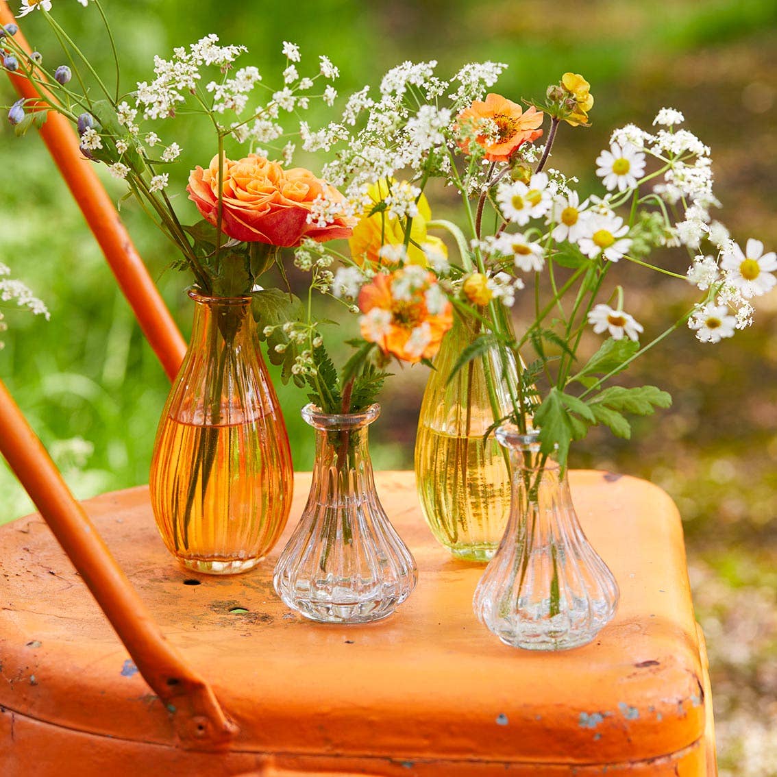 Orange Glass Bud Vase for Flowers