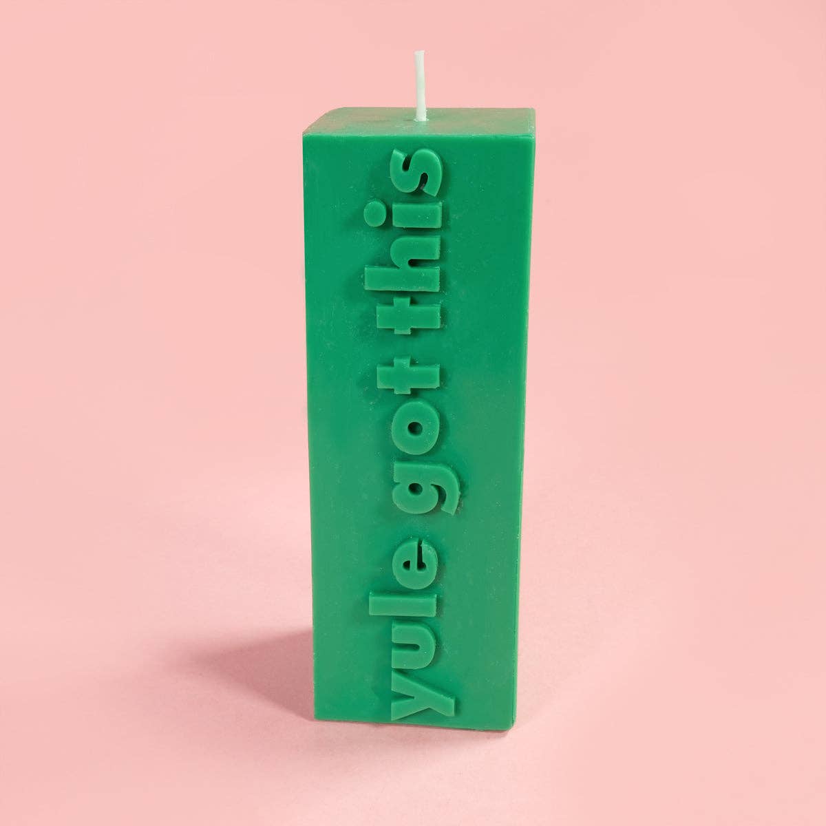 'Yule Got This' Christmas Slogan Block Pillar Candle